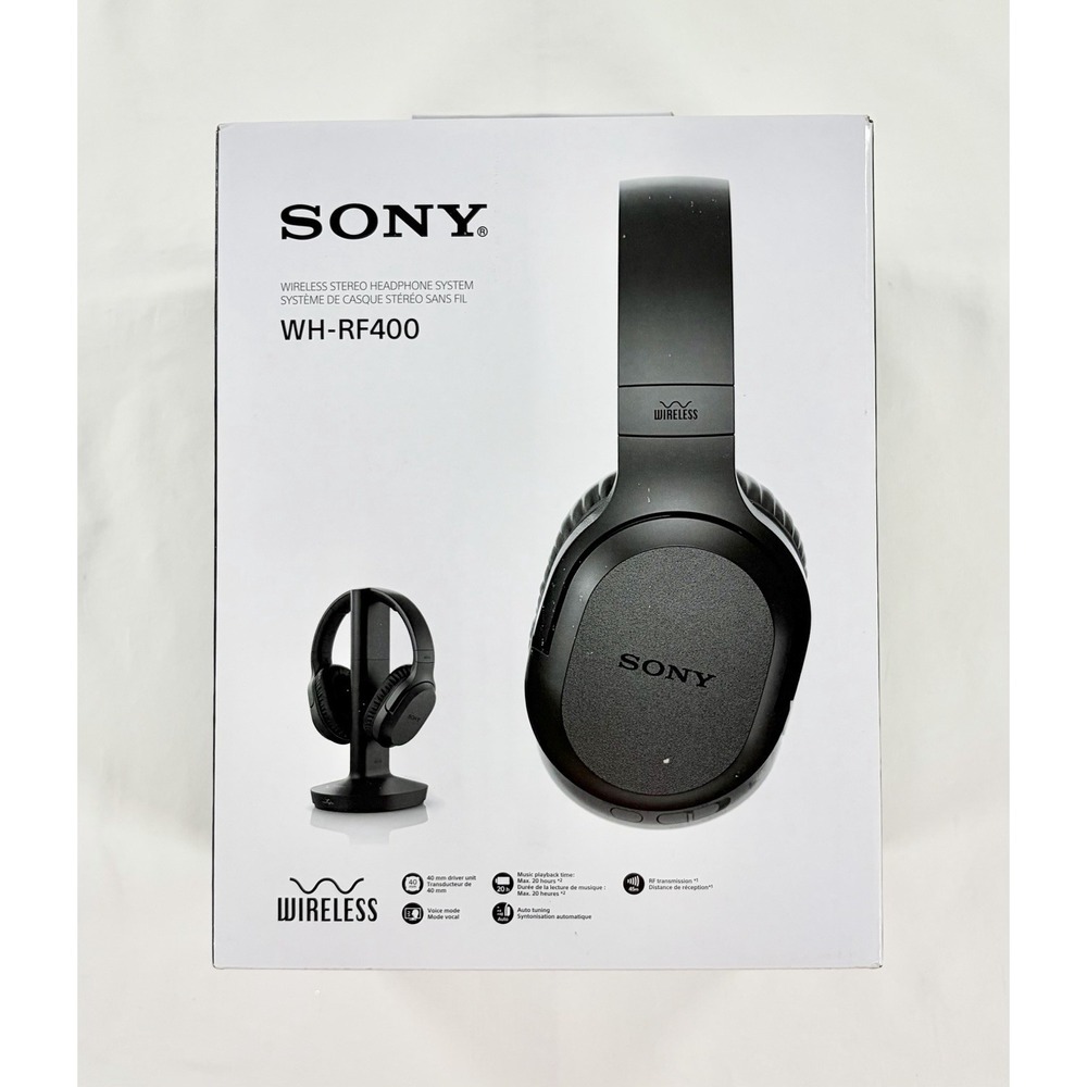 New Sony WH-RF400 Wireless Home Theater TV Headphones & Charging Dock
